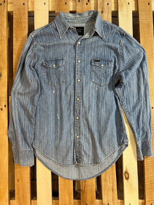 Wrangler Western Shirt L – Vintage Denim with Character